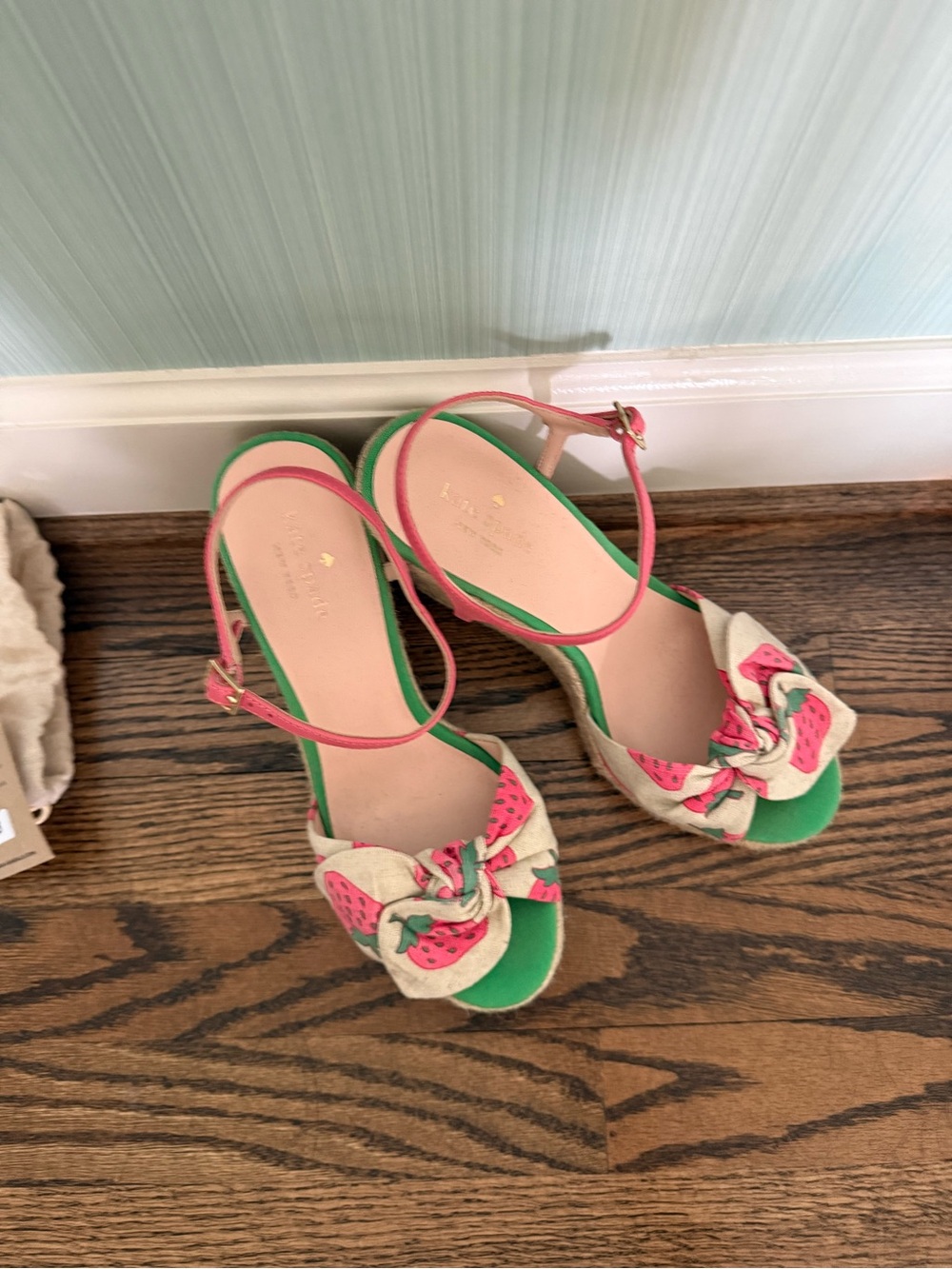 kate spade Pink & Green Strawberry Wedge Sandals - Picture 2 of 3